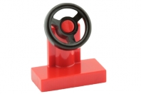 [New] Vehicle, Steering Stand 1 x 2 with Black Steering Wheel, Red. /Lego. Parts. 3829c01